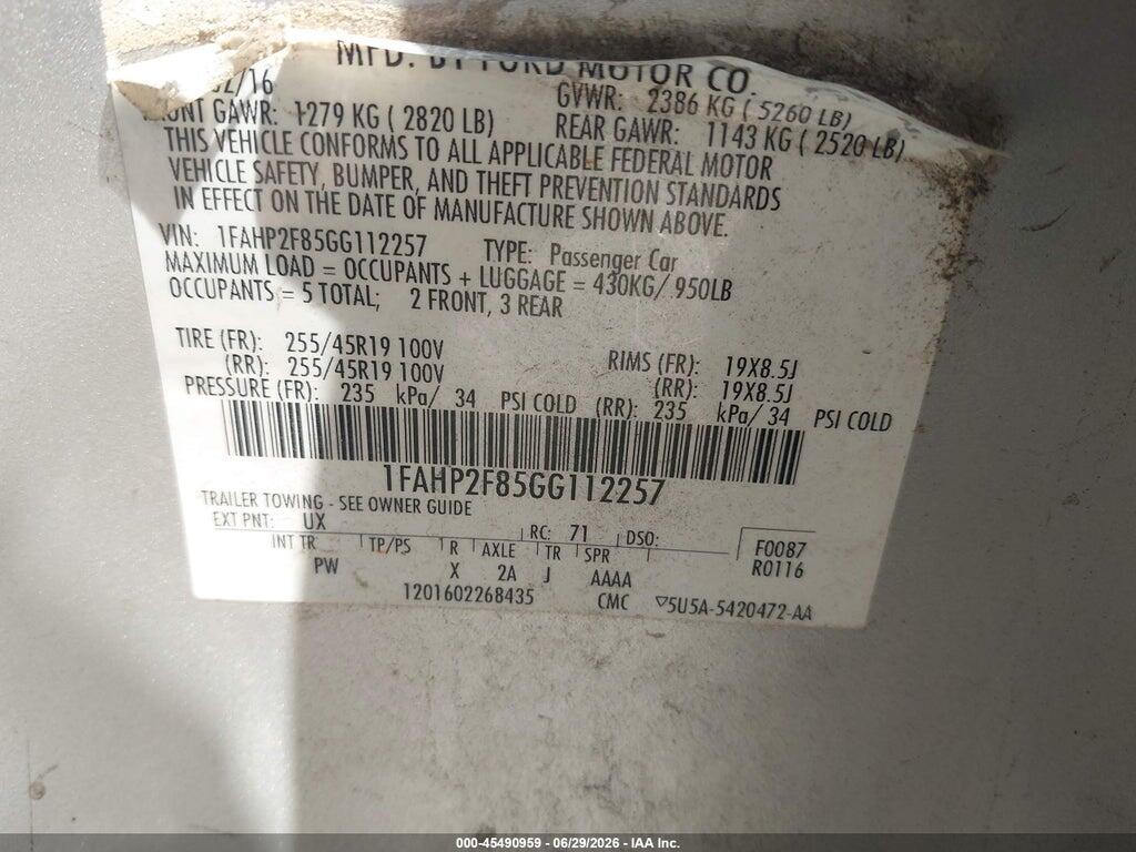1FAHP2F85GG112257 2016 FORD TAURUS photo no. 9