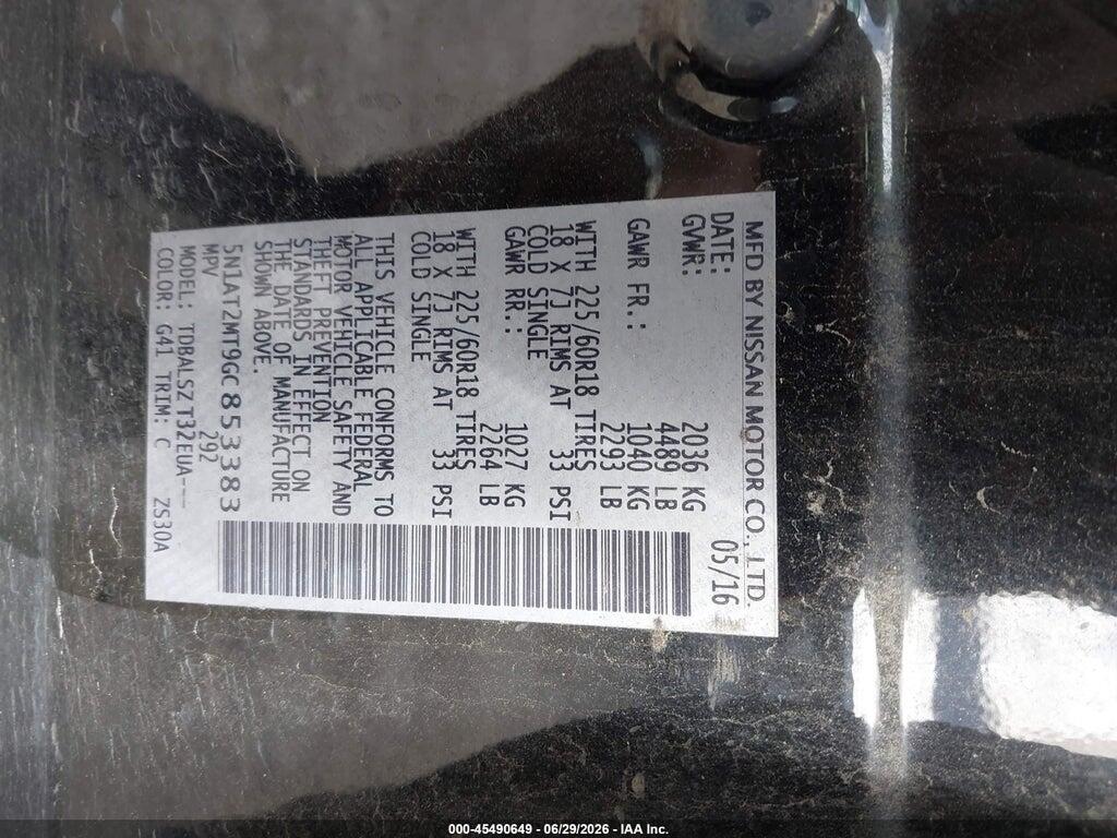 5N1AT2MT9GC853383 2016 NISSAN ROGUE photo no. 9