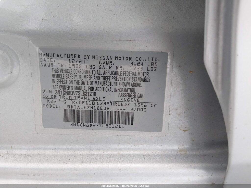 3N1CN8DV7SL831216 2025 NISSAN VERSA photo no. 9