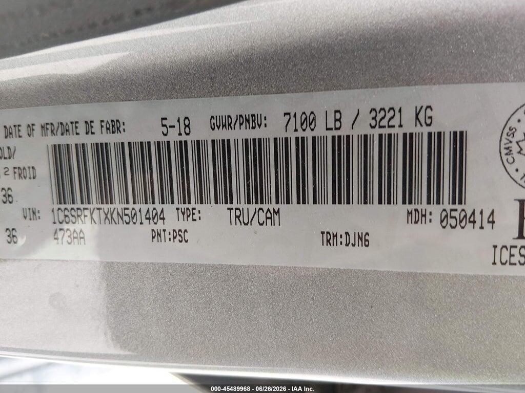 1C6SRFKTXKN501404 2019 RAM 1500 photo no. 9