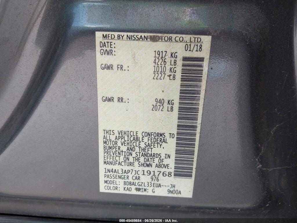 1N4AL3AP7JC191768 2018 NISSAN ALTIMA photo no. 9