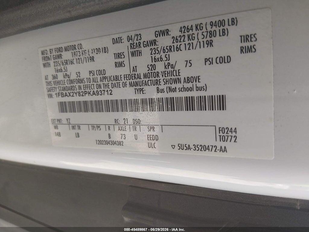 1FBAX2Y82PKA93712 2023 FORD TRANSIT-350 PASSENGER VAN photo no. 9