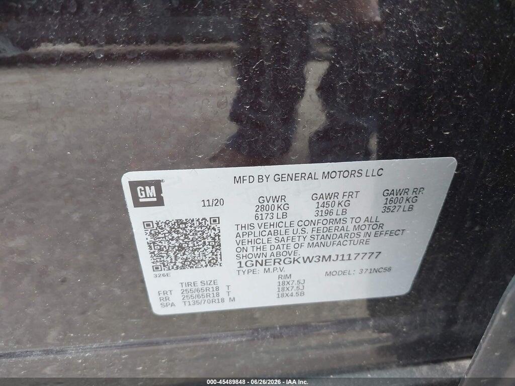 1GNERGKW3MJ117777 2021 CHEVROLET TRAVERSE photo no. 9
