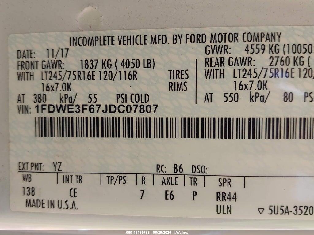 1FDWE3F67JDC07807 2018 FORD E-350 CUTAWAY photo no. 8