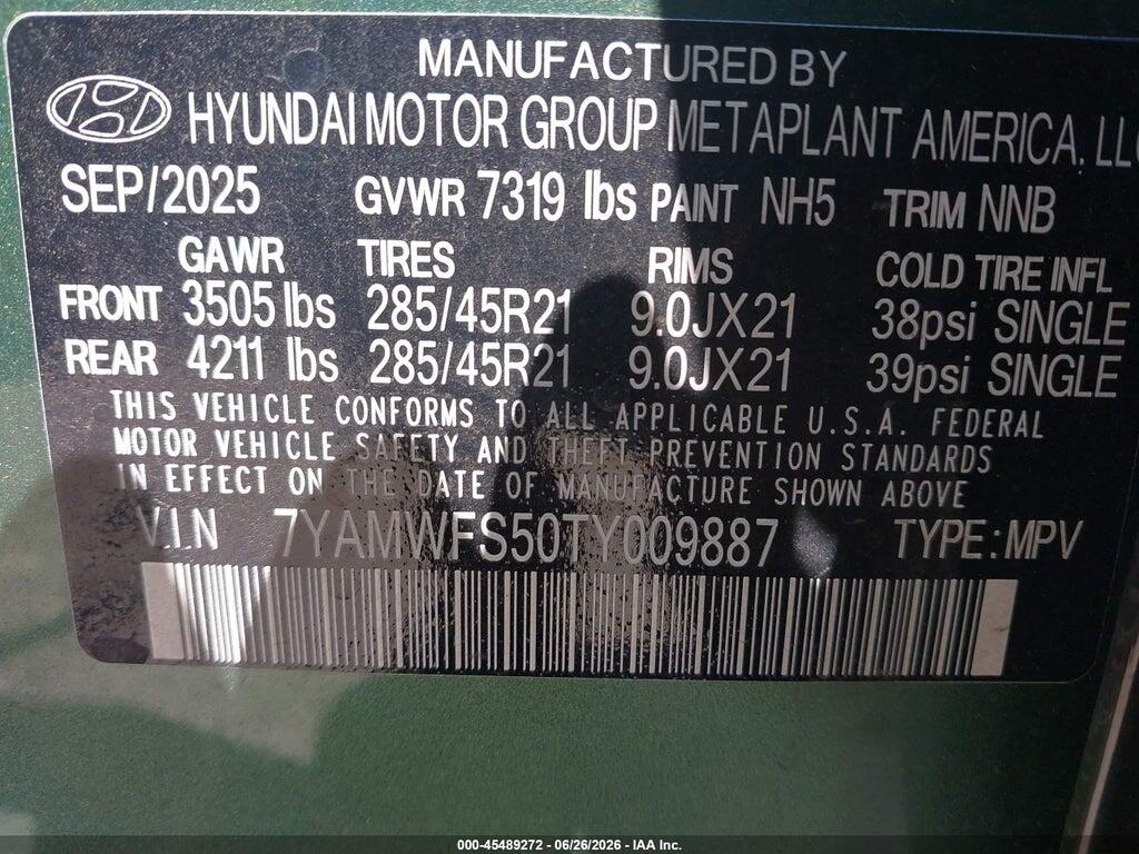 7YAMWFS50TY009887 2026 HYUNDAI IONIQ 9 photo no. 9