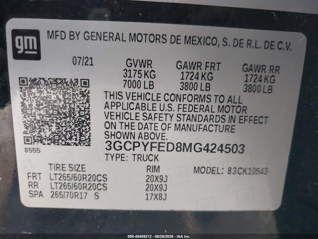 3GCPYFED8MG424503 2021 CHEVROLET SILVERADO 1500 photo no. 9