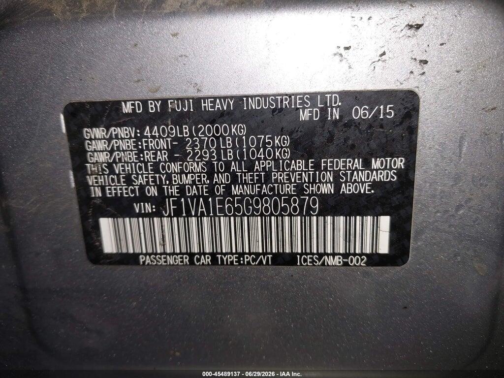 JF1VA1E65G9805879 2016 SUBARU WRX photo no. 9