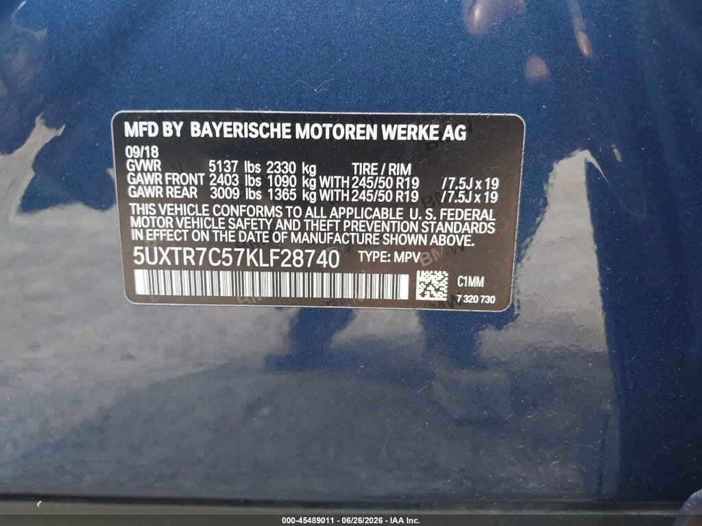 5UXTR7C57KLF28740 2019 BMW X3 photo no. 9