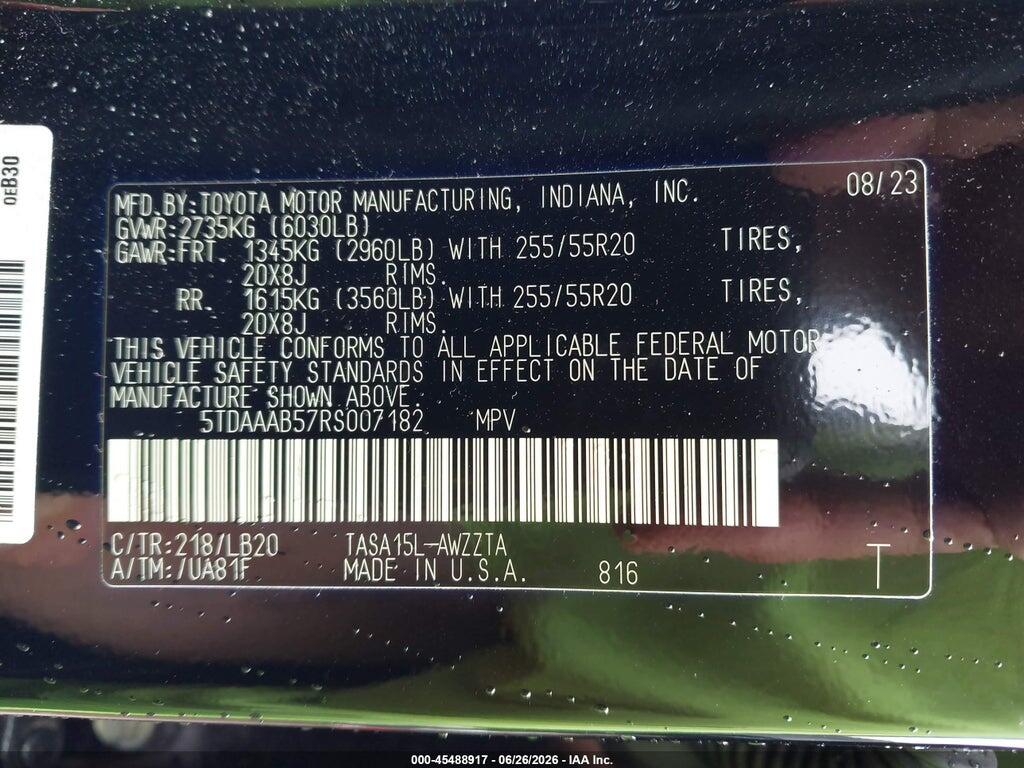 5TDAAAB57RS007182 2024 TOYOTA GRAND HIGHLANDER photo no. 9