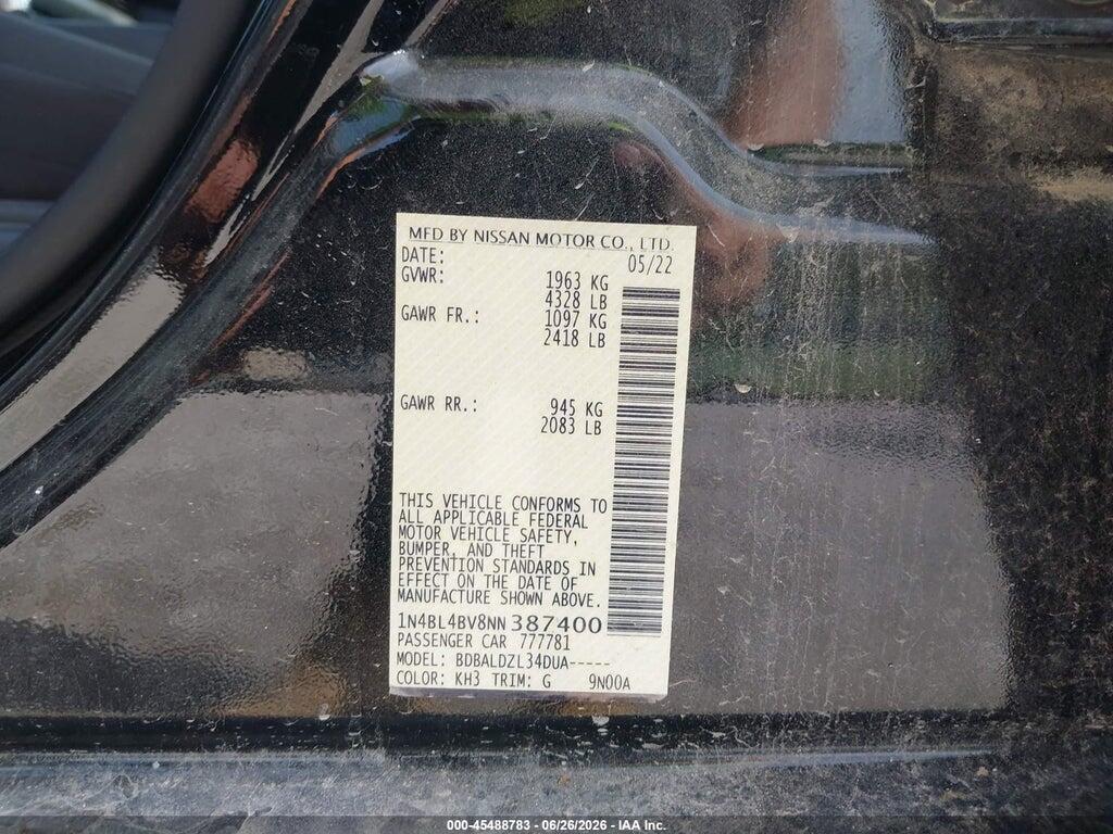 1N4BL4BV8NN387400 2022 NISSAN ALTIMA photo no. 9