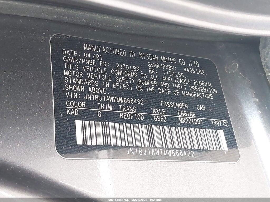 JN1BJ1AW7MW668432 2021 NISSAN ROGUE SPORT photo no. 9