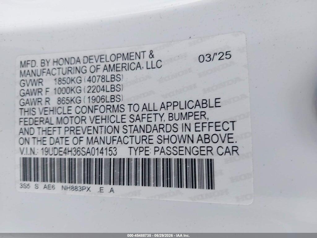 19UDE4H36SA014153 2025 ACURA INTEGRA photo no. 9