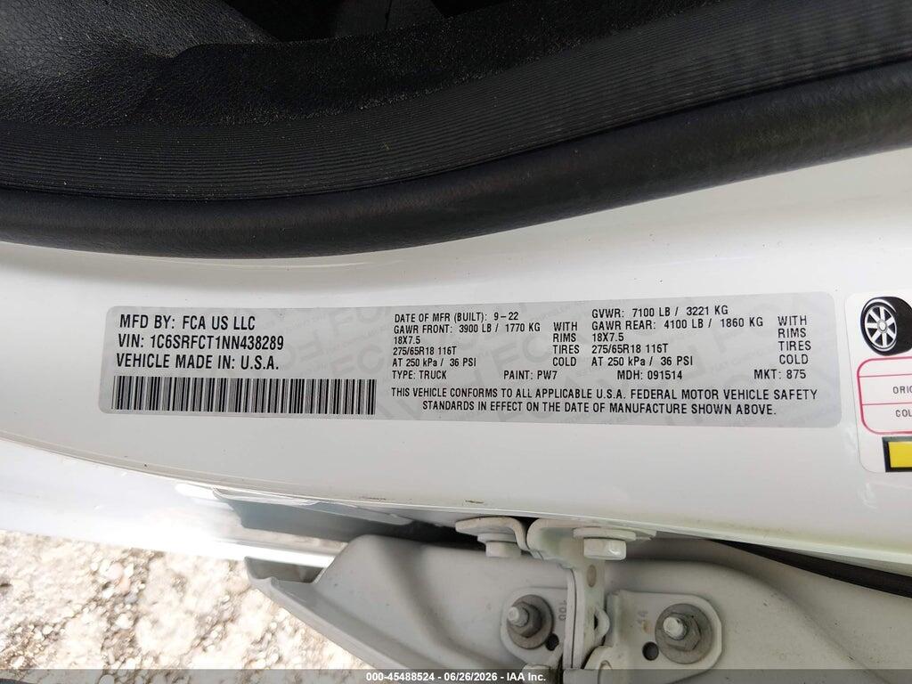 1C6SRFCT1NN438289 2022 RAM 1500 photo no. 9