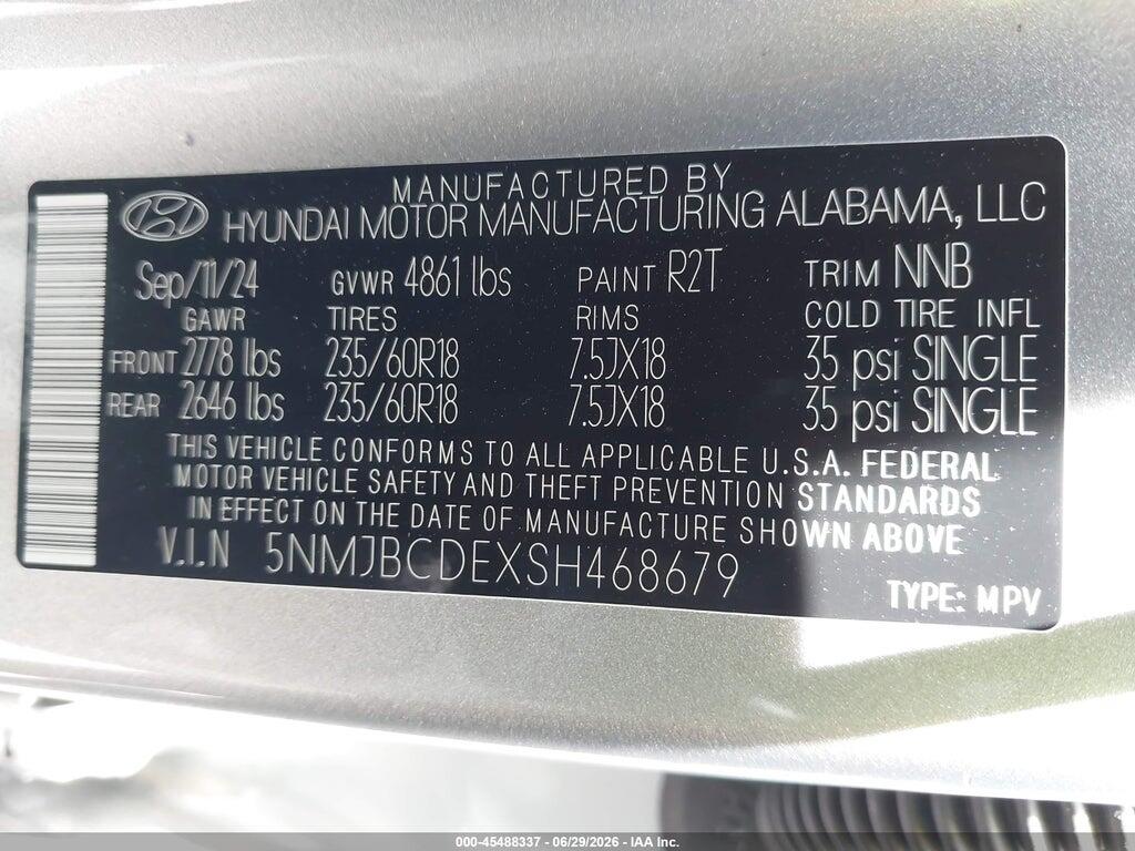 5NMJBCDEXSH468679 2025 HYUNDAI TUCSON photo no. 9