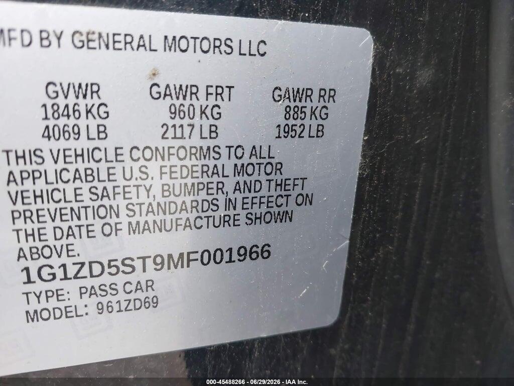 1G1ZD5ST9MF001966 2021 CHEVROLET MALIBU photo no. 9