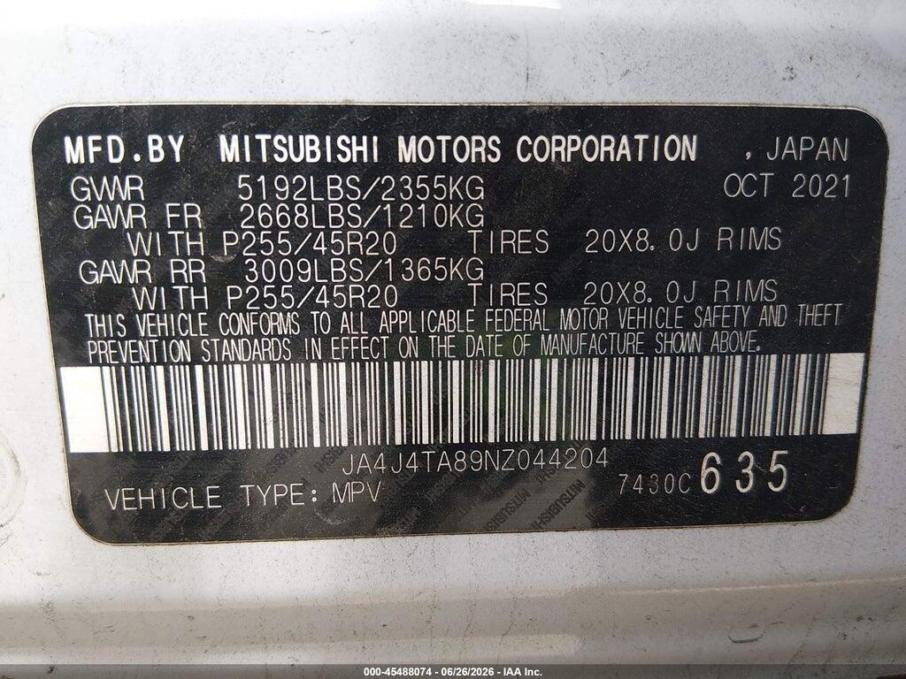 JA4J4TA89NZ044204 2022 MITSUBISHI OUTLANDER photo no. 9