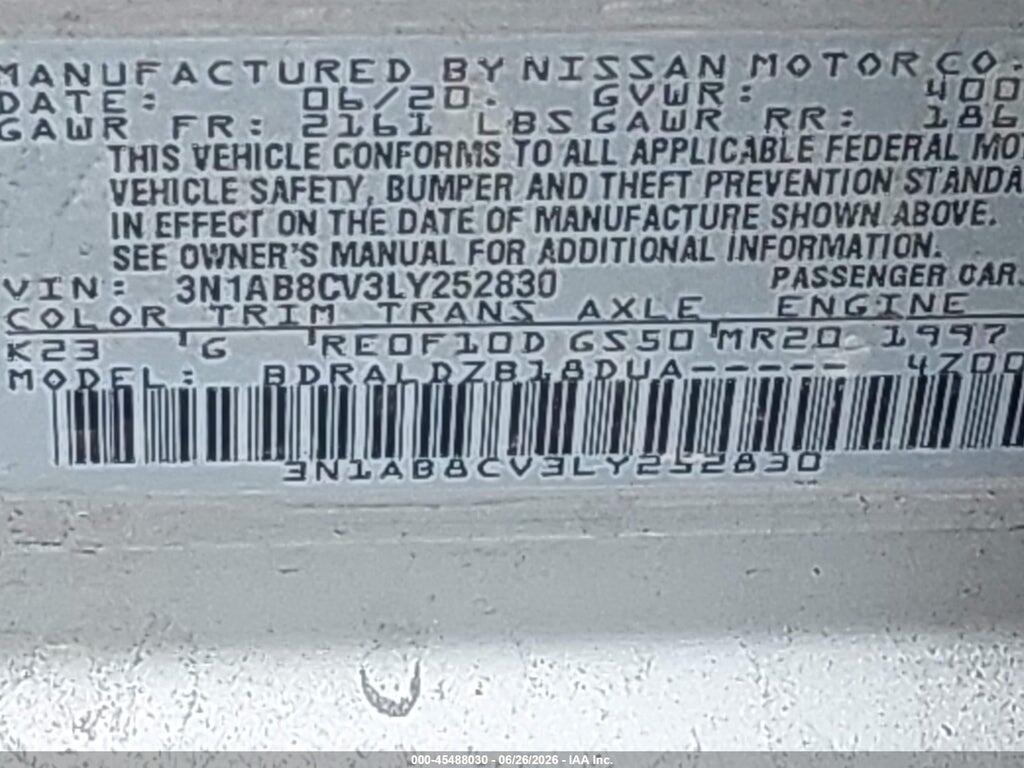 3N1AB8CV3LY252830 2020 NISSAN SENTRA photo no. 9