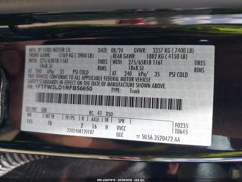 1FTFW3LD1RFB56650 2024 FORD F-150 photo no. 9
