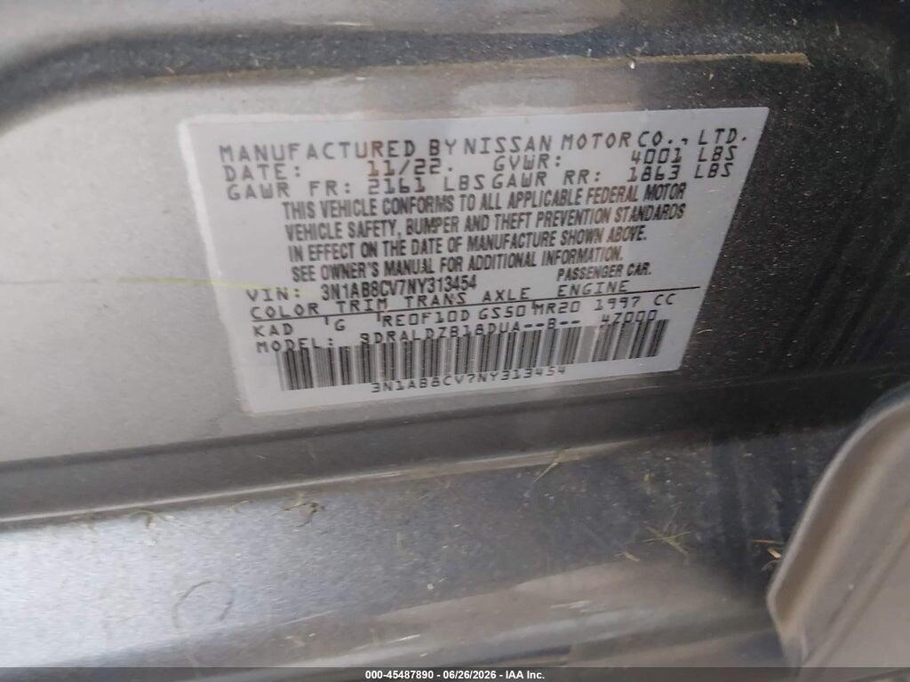 3N1AB8CV7NY313454 2022 NISSAN SENTRA photo no. 9
