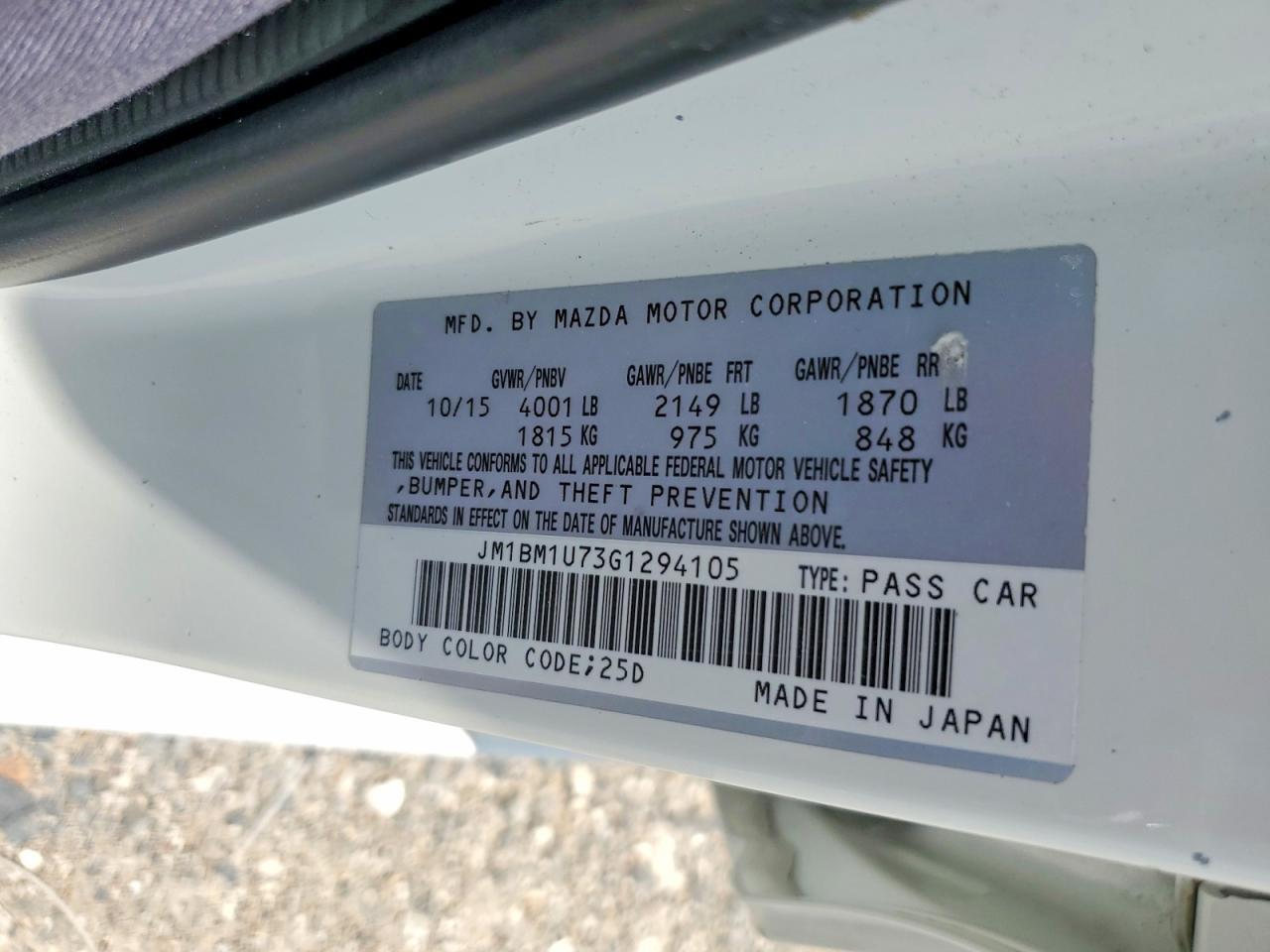 JM1BM1U73G1294105 2016 MAZDA 3 photo no. 12