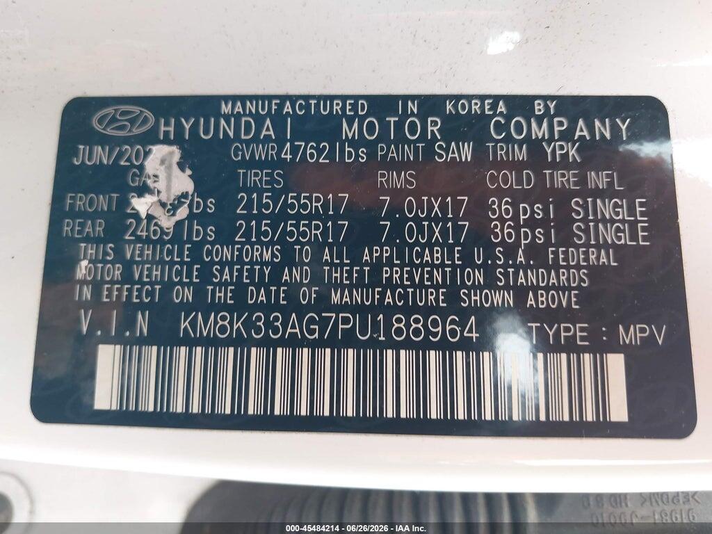 KM8K33AG7PU188964 2023 HYUNDAI KONA ELECTRIC photo no. 9