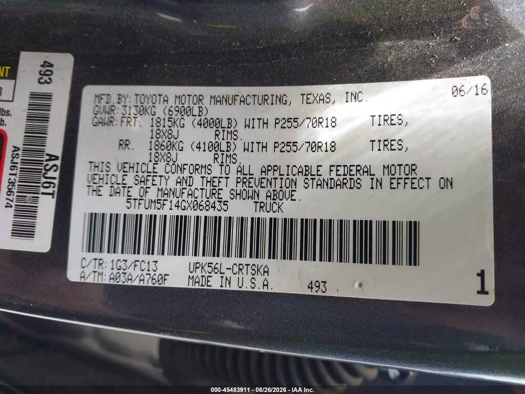 5TFUM5F14GX068435 2016 TOYOTA TUNDRA photo no. 9