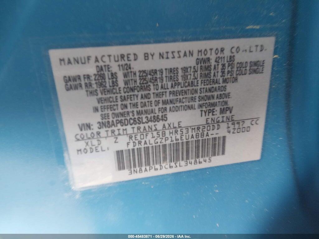 3N8AP6DC6SL348645 2025 NISSAN KICKS photo no. 9