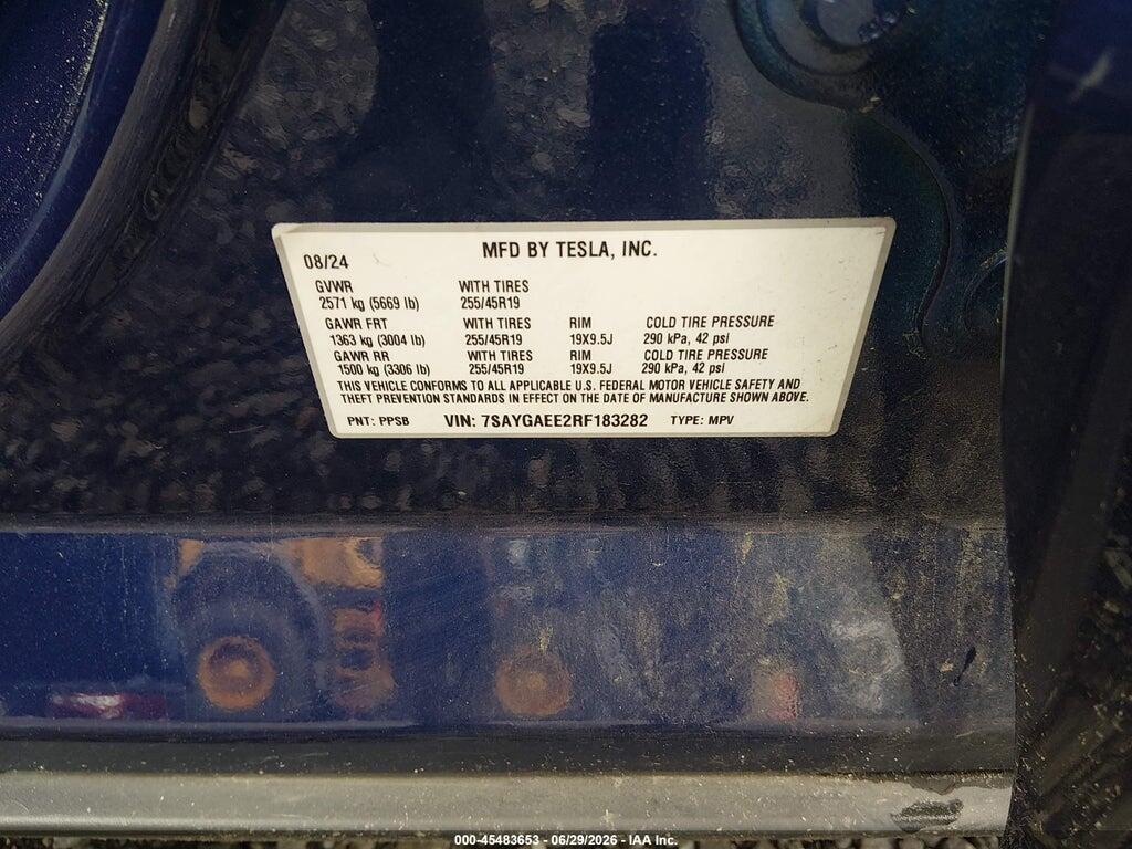 7SAYGAEE2RF183282 2024 TESLA MODEL Y photo no. 9