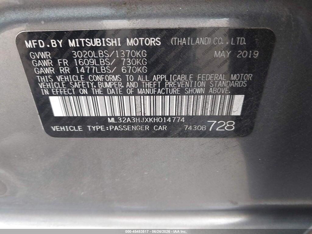 ML32A3HJXKH014774 2019 MITSUBISHI MIRAGE photo no. 9