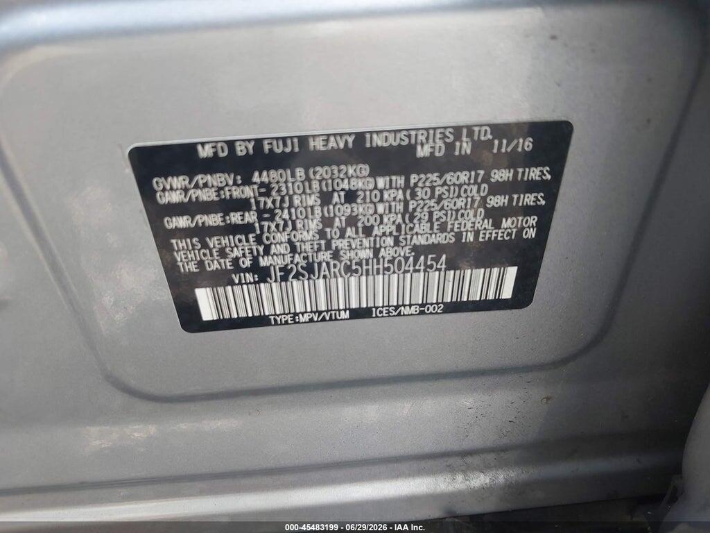 JF2SJARC5HH504454 2017 SUBARU FORESTER photo no. 9