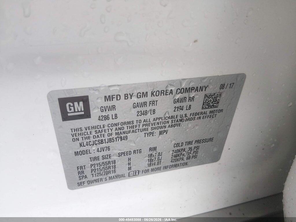 KL4CJCSB1JB517849 2018 BUICK ENCORE photo no. 9