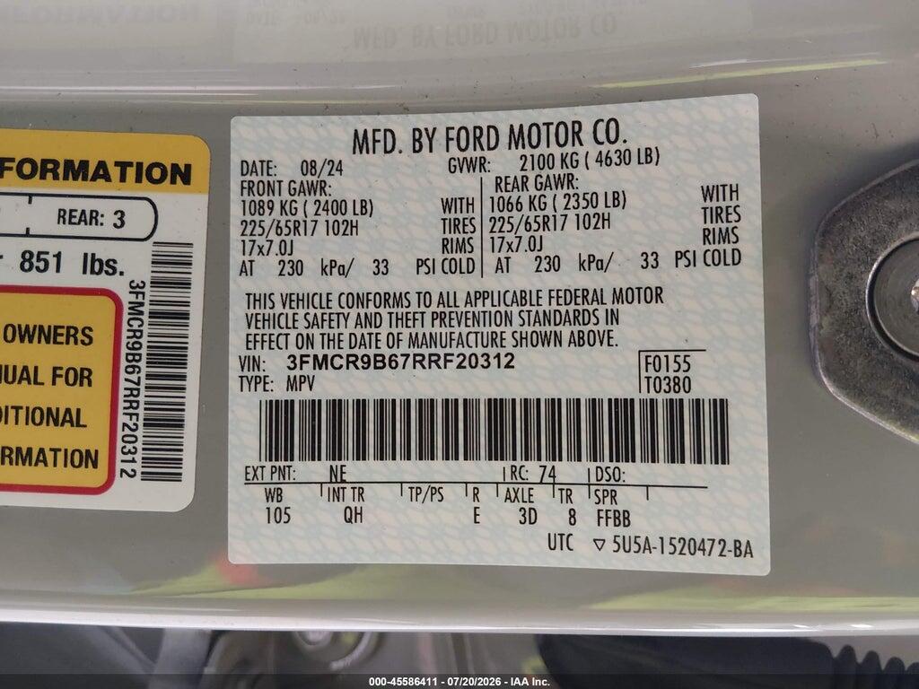 3FMCR9B67RRF20312 2024 FORD BRONCO SPORT photo no. 9