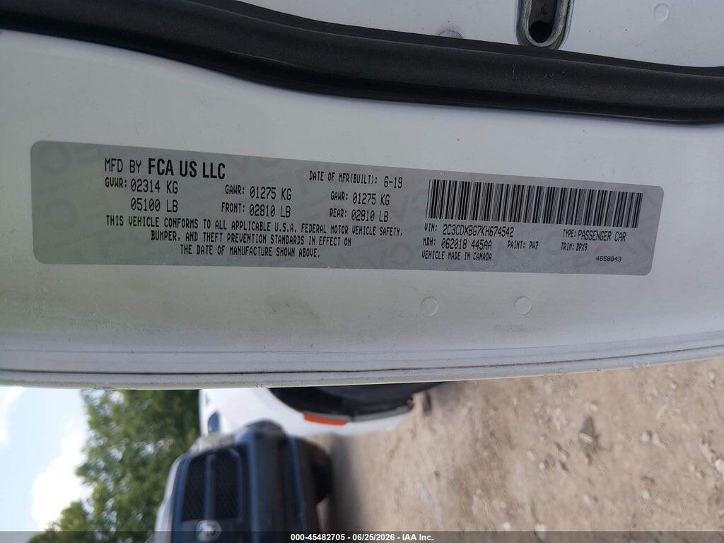 2C3CDXBG7KH674542 2019 DODGE CHARGER photo no. 9