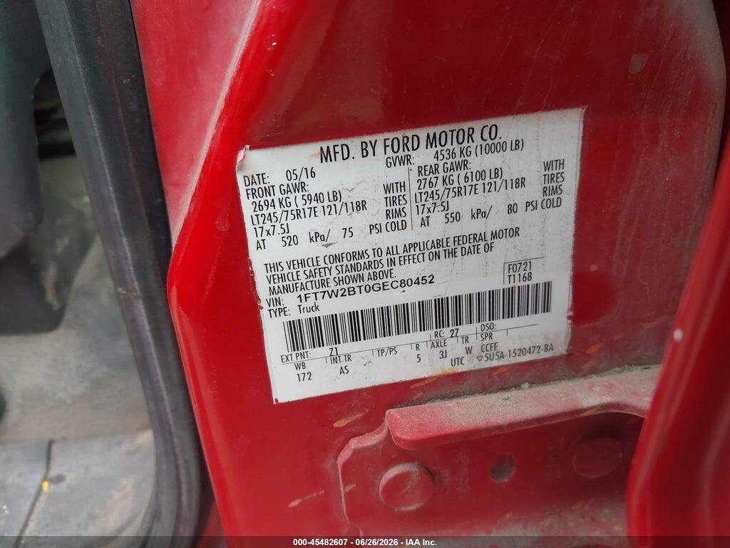 1FT7W2BT0GEC80452 2016 FORD F-250 photo no. 9