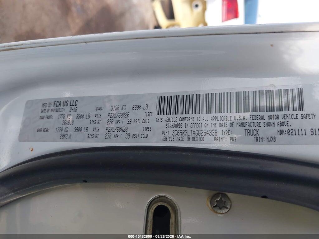 3C6RR7LTXGG254338 2016 RAM 1500 photo no. 9