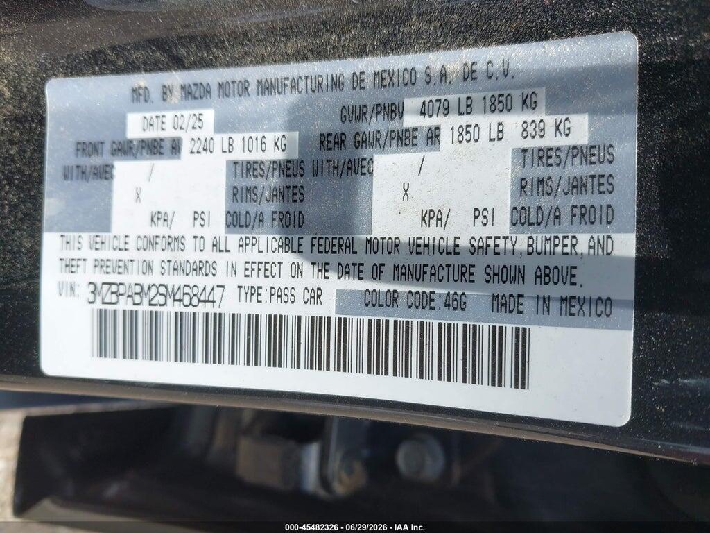 3MZBPABM2SM468447 2025 MAZDA MAZDA3 photo no. 9