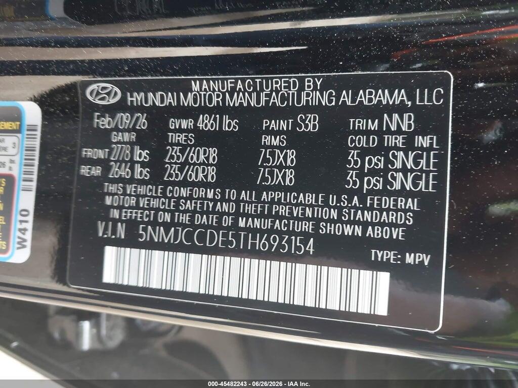 5NMJCCDE5TH693154 2026 HYUNDAI TUCSON photo no. 9