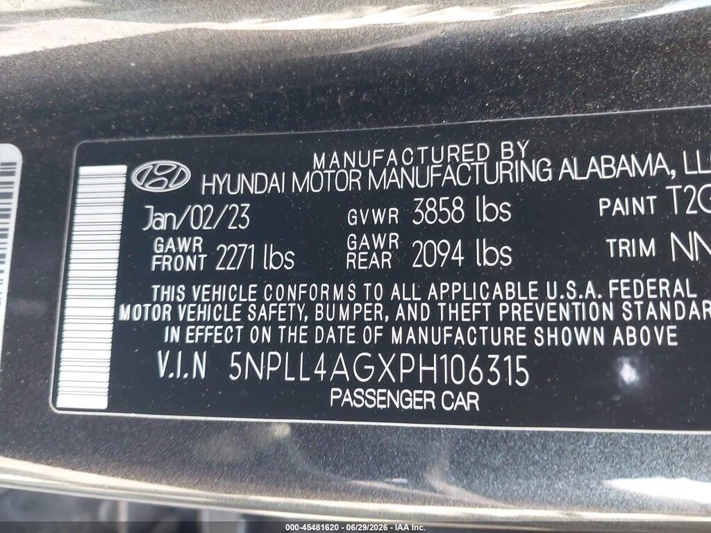 5NPLL4AGXPH106315 2023 HYUNDAI ELANTRA photo no. 9