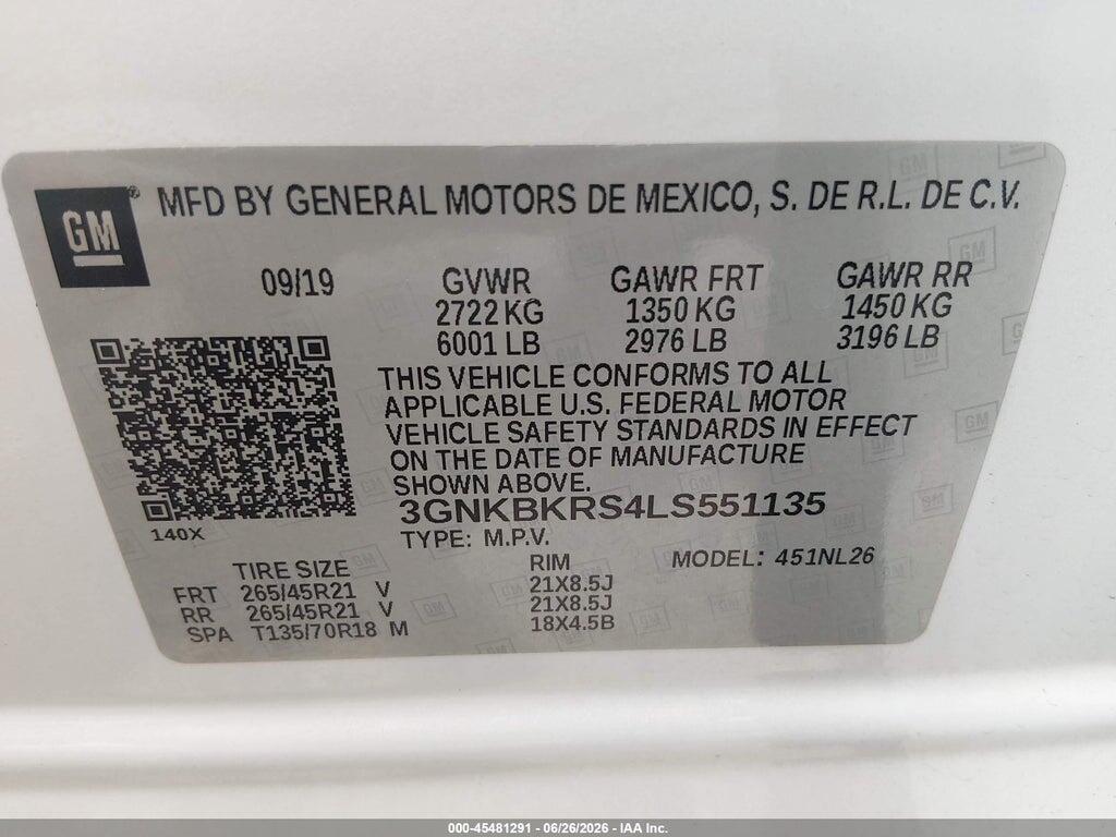 3GNKBKRS4LS551135 2020 CHEVROLET BLAZER photo no. 9