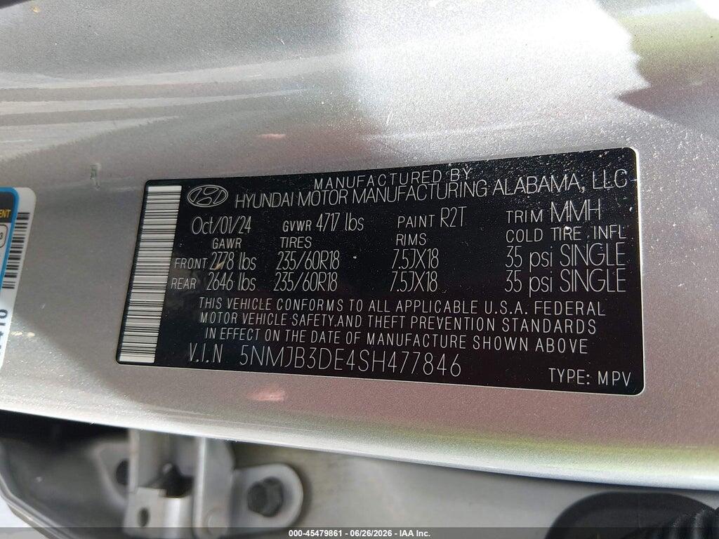 5NMJB3DE4SH477846 2025 HYUNDAI TUCSON photo no. 9