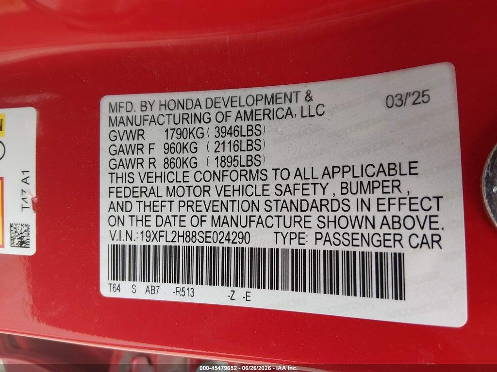 19XFL2H88SE024290 2025 HONDA CIVIC SEDAN photo no. 9