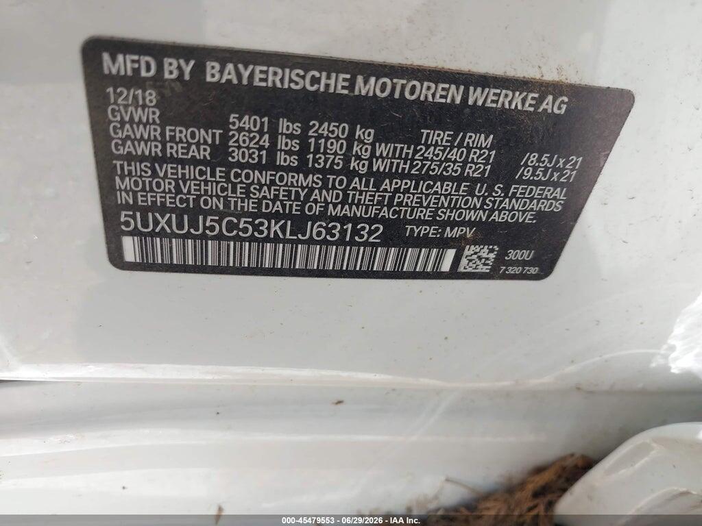 5UXUJ5C53KLJ63132 2019 BMW X4 photo no. 9