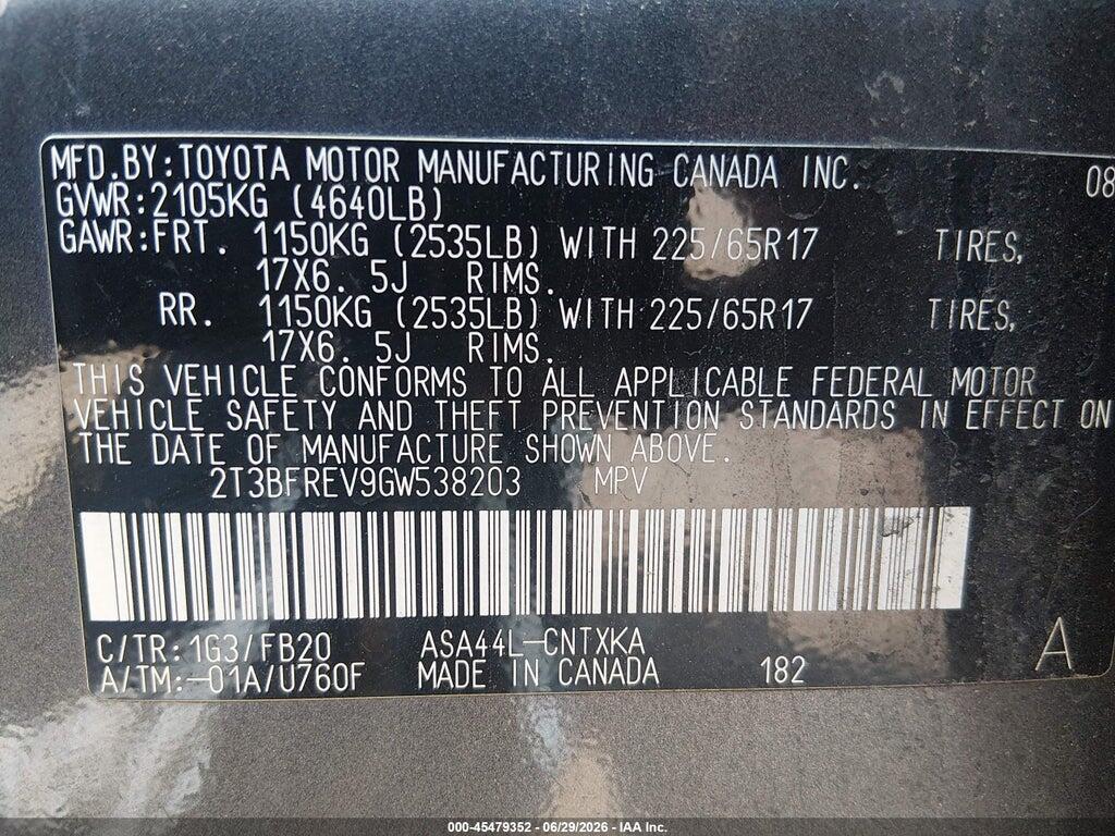 2T3BFREV9GW538203 2016 TOYOTA RAV4 photo no. 9