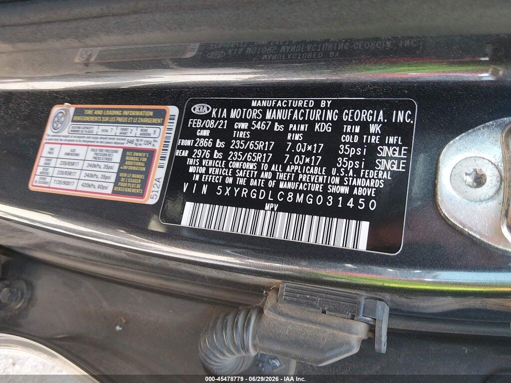 5XYRGDLC8MG031450 2021 KIA SORENTO photo no. 9