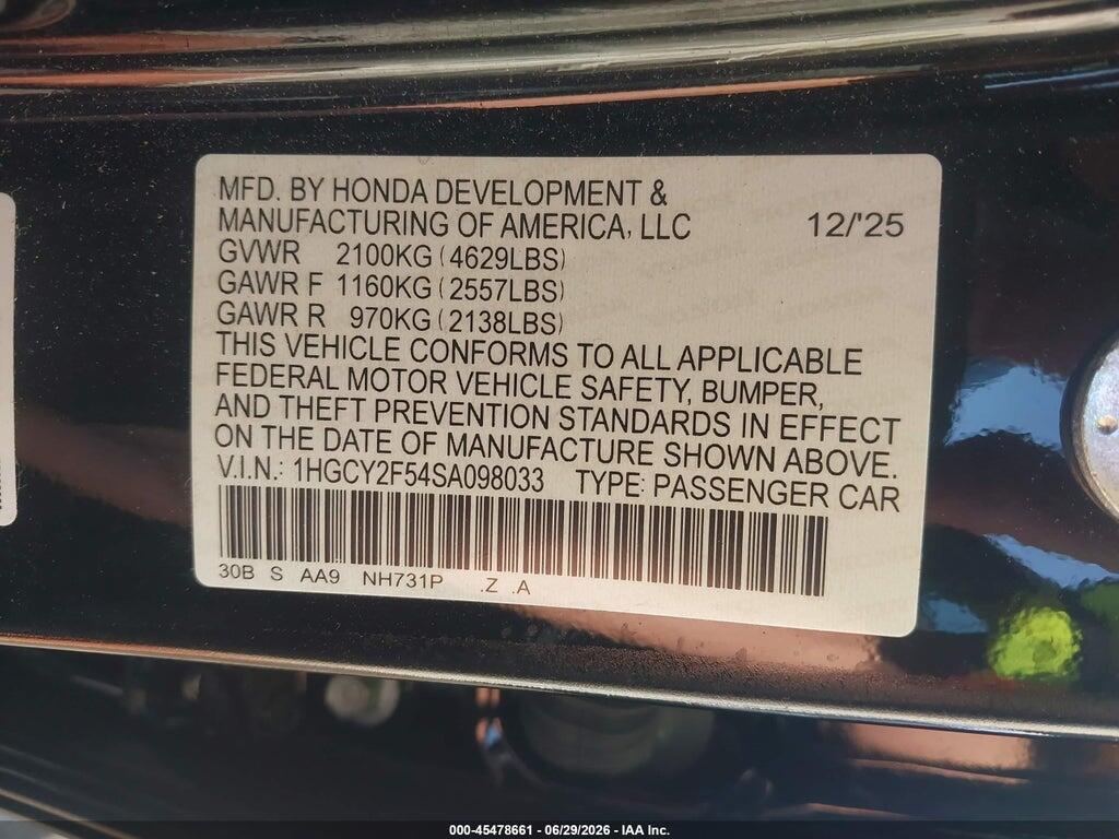 1HGCY2F54SA098033 2025 HONDA ACCORD HYBRID photo no. 9