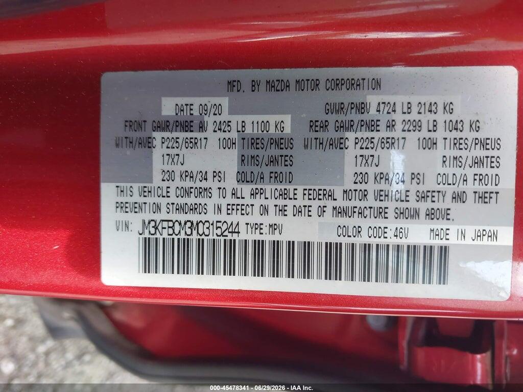 JM3KFBCM3M0315244 2021 MAZDA CX-5 photo no. 9