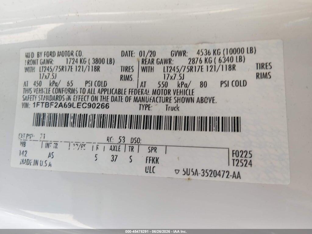 1FTBF2A69LEC90266 2020 FORD F-250 photo no. 9