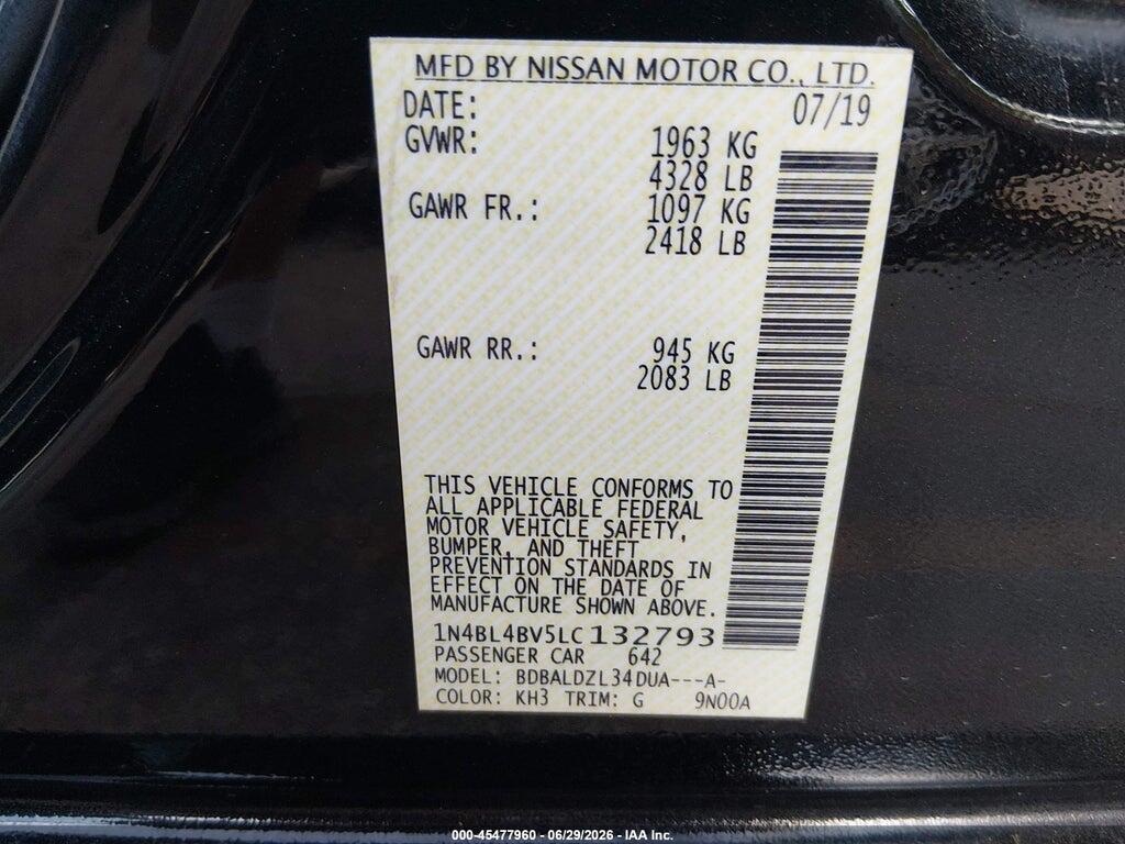 1N4BL4BV5LC132793 2020 NISSAN ALTIMA photo no. 9