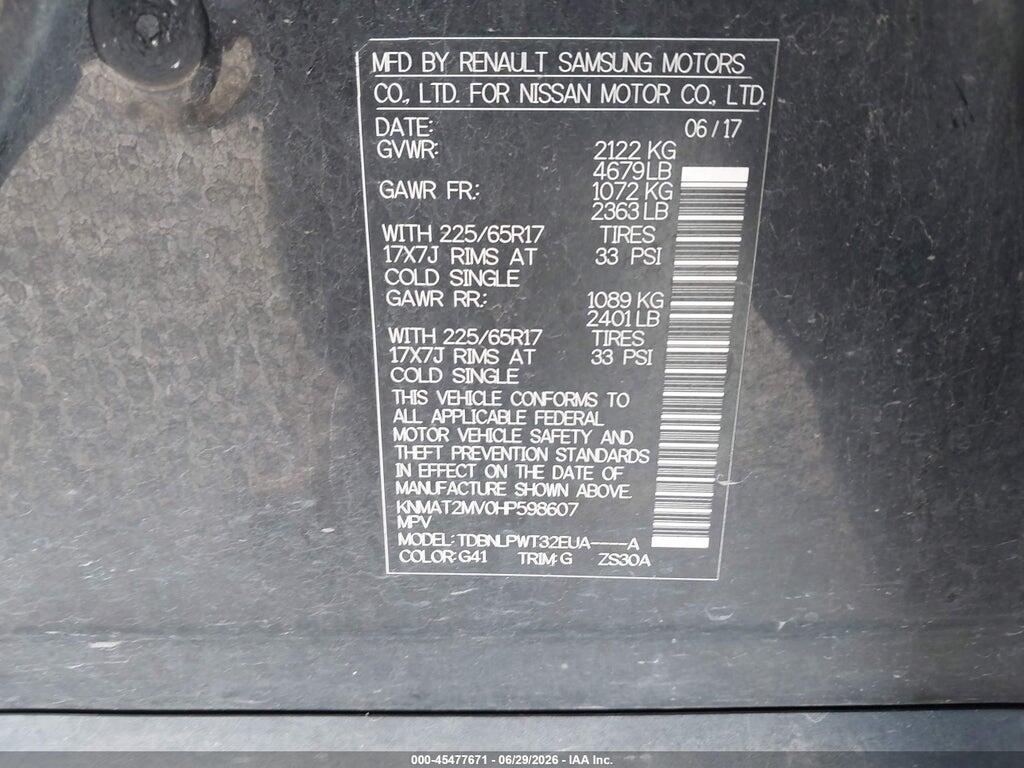 KNMAT2MV0HP598607 2017 NISSAN ROGUE photo no. 9