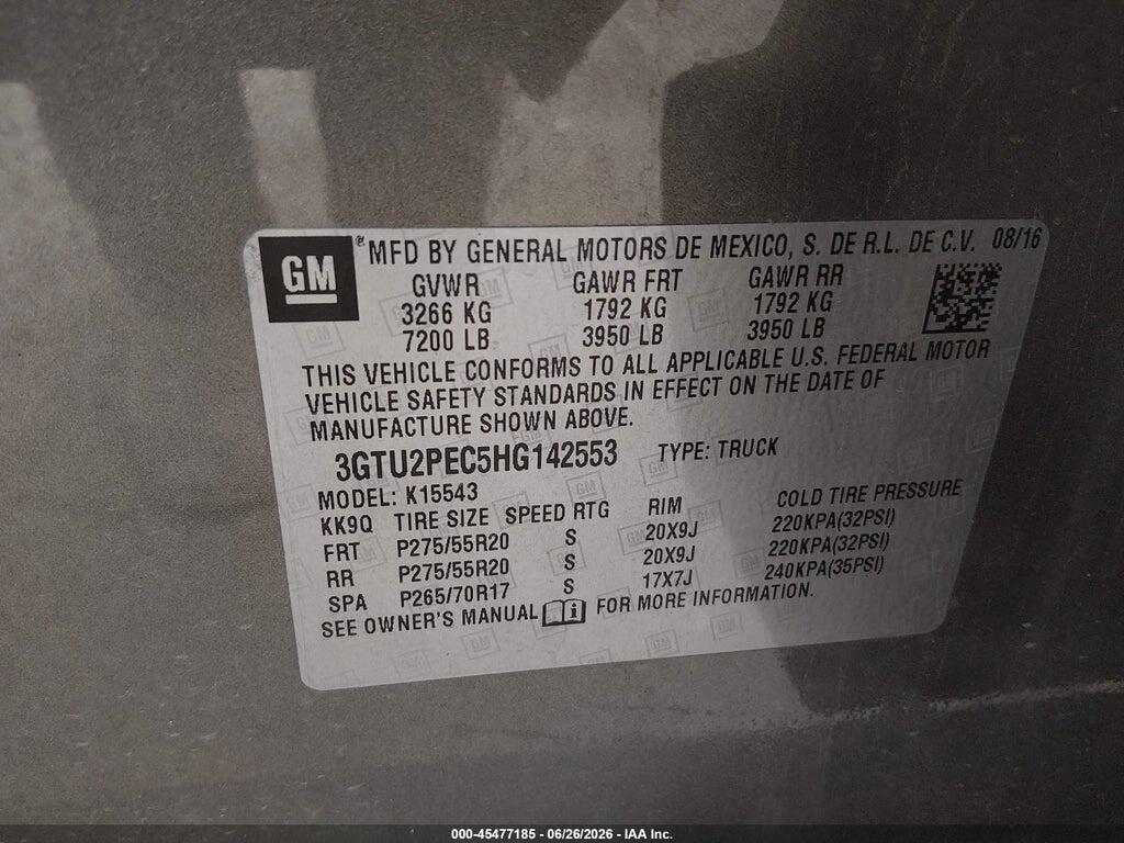 3GTU2PEC5HG142553 2017 GMC SIERRA 1500 photo no. 9
